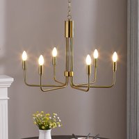 Lindby chandelier Elanova, brass, 6-bulb, Ø 70 cm, E14
