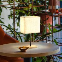 FISCHER & HONSEL Bolzano bordslampa, beige, linne, 30 cm hög, E14