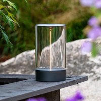 Konstsmide Edison LED rechargeable table lamp, height 23 cm, grey/clear, IP54