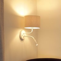 Duolla Applique murale Roller, cordon blanc, blanc, avec lampe de lecture
