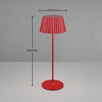 Reality Leuchten Suarez LED rechargeable table lamp, red, height 39 cm, metal, dimmable