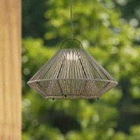 Lindby LED-solcellslampa Austas, grå, Ø 50 cm, USB, IP54