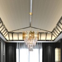 Eko-Light Hänglampa Aspen metall guldfärgad glaskristaller, höjd 50 cm