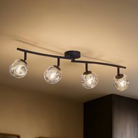 Plafonnier Lindby Valentina, gris/noir, à 4 lampes, verre