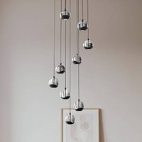 Lucande LED hanging light Hayley, black, 9-bulb, glass