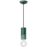 Ferroluce PI pendant light, cylindrical, Ø 8 cm green