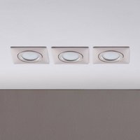 Lindby LED-inbyggnadsspot Andrej, kantig, nickel, set om 3