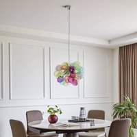 Lucande Diborah pendant light, Ø 50 cm, colourful, glass, G9