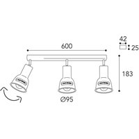 Moretti Luce Taklampa Azali 1549.E27, 3 lampor antikmässig
