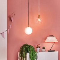 Paulmann Menja hanging light, white satin/brass, Ø 20 cm, IP44