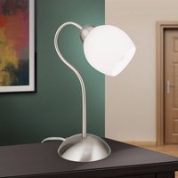 ORION Doma bordslampa, satin nickel, höjd 30 cm, glas