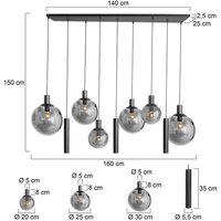 Steinhauer Bollique hänglampa, svart, 9 lampor lång, glas, metall