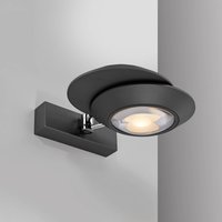 PURE LED wall lamp Oculis, black, 30 cm iron/glass, 2-bulb.