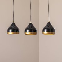 Opviq Yildo pendant light, linear, 3-bulb, black/gold, metal