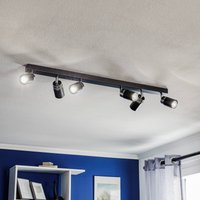 Luminex Spot pour plafond Rondo noir/chrome, à 6 lampes