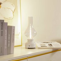 Lindby LED rechargeable table lamp Maxentius, cream, glass, dimmable