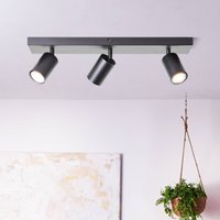 Brilliant Jello downlight, length 50 cm, black, 3-bulb, metal