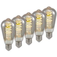 Lucande LED-Lampe E27 ST64 4W 1.800K dimmbar titan 5er