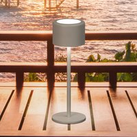 FH Lighting Juna LED rechargeable table lamp, grey-brown Height 25 cm Metal, IP54