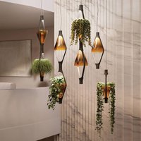 kdln Suspension LED Viceversa, verre ambre, à 2 lampes