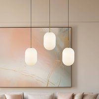 Eko-Light Hänglampa Alias, metall guldfärgad opalglas, 3 lampor lång