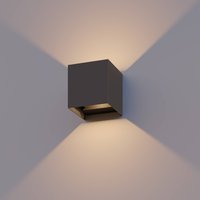 Calex LED-utomhusvägglampa Cube, upp/ner, höjd 10 cm, antracit