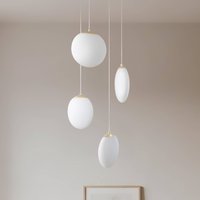 Lucande Lunelle pendant light, brass, glass, 4-bulb, Ø 40 cm