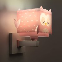 Dalber Little Owl wall light with plug, pink
