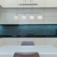 Globo Elliott pendellampa, längd 60 cm, matt nickel, metall/glas