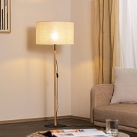 TK Lighting Lampe sur pied Deva Nature, textile, bois