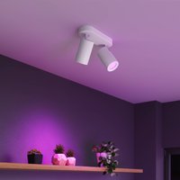 Spot de plafond Calex Smart blanc, longueur 22 cm, à 2 lampes GU10 LED RGBW