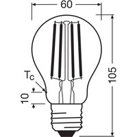 OSRAM LED ampoule à incandescence E27 5W filament 2.700K 1055lm pack de 2