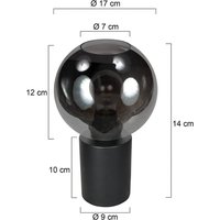 Steinhauer Bordslampa Bloeba, svart/rökgrå, Ø 17 cm, glaskula