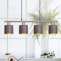 Näve Maron hanging light, 4-bulb, fabric, brown/gold