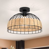 EGLO Taklampa Anwick av stål med rottingflätning