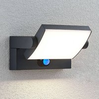 Lindby Sherin LED solar wall lamp, anthracite, sensor, IP54