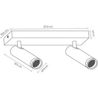 Lucide Spot pour plafond Grado, longueur 25 cm, taupe, métal, à 2 lampes.