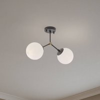Opviq Damar ceiling light, black, glass, 2-bulb, length 44 cm