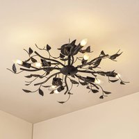 Lindby taklampa Yos, 8 lampor, 85 cm, svart-guld, E14