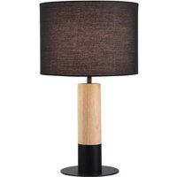 Viokef Carroll table lamp, light wood/black, height 43 cm, fabric