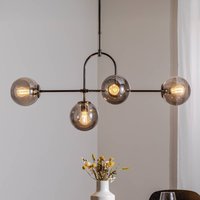 Lucea Portemo hänglampa, rökgrå/nickel, 109x30 cm, 4 lampor glas