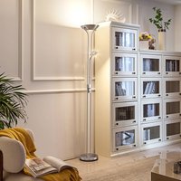 Lindby LED-golvlampa Josefin, nickel, läslampa, dimbar