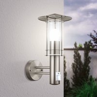EGLO Lisio outdoor wall lamp, stainless steel colour, height 30 cm, sensor