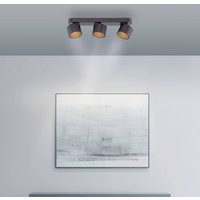 PURE LED downlight Cup, black, length 56 cm, metal 3-bulb
