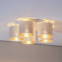 Luminex Jovin ceiling light with five lampshades, white/gold