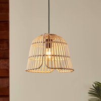 EGLO Glyneath pendant light, bamboo lampshade Ø 37.5 cm