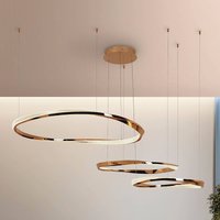 Schuller Valencia LED-hänglampa Orbitas, längd 185 cm, guldfärgad, metall