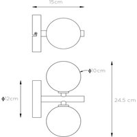 Lucide Applique Tycho, à 2 lampes, noire/gris fumé