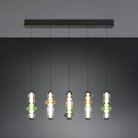 Trio Lighting LED-hänglampa Minerva, längd 100 cm, färgglad, glas, CCT-dimmer