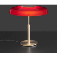 Oluce LED table lamp Dora, gold, red, metal, PMMA
